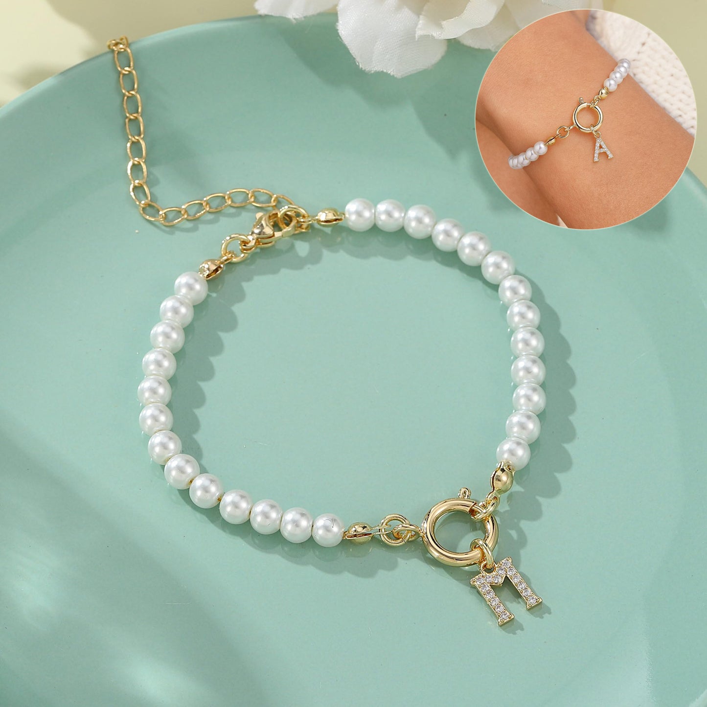 PearlScript: 2024's Signature Initial Bracelet - Elevate Your Style with Personalized Elegance!