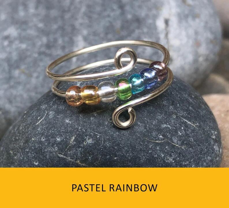 Colorful Beads Anti-Stress Fidget Ring: Free-Spinning Solution for Anxiety