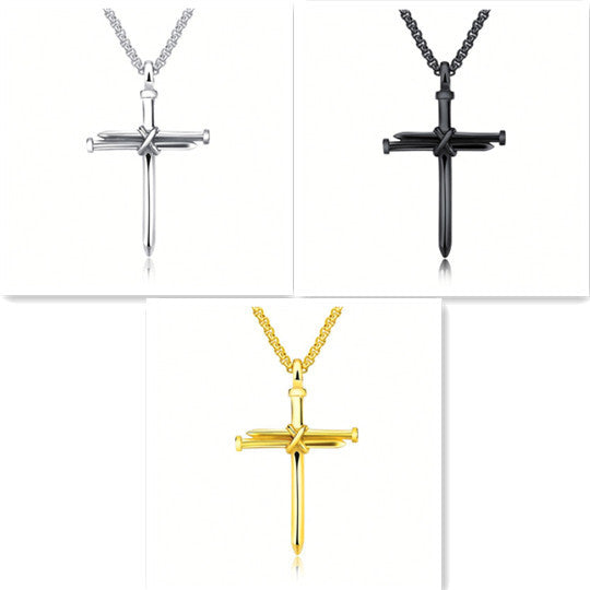Iron Faith: Stainless Steel Nail Cross Pendant Necklace