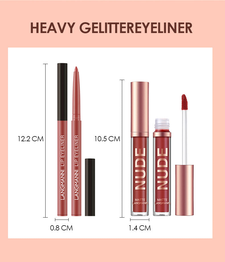 Matte Magic: 12-Piece Lip Liner and Lipstick Makeup Set for Lasting Beauty
