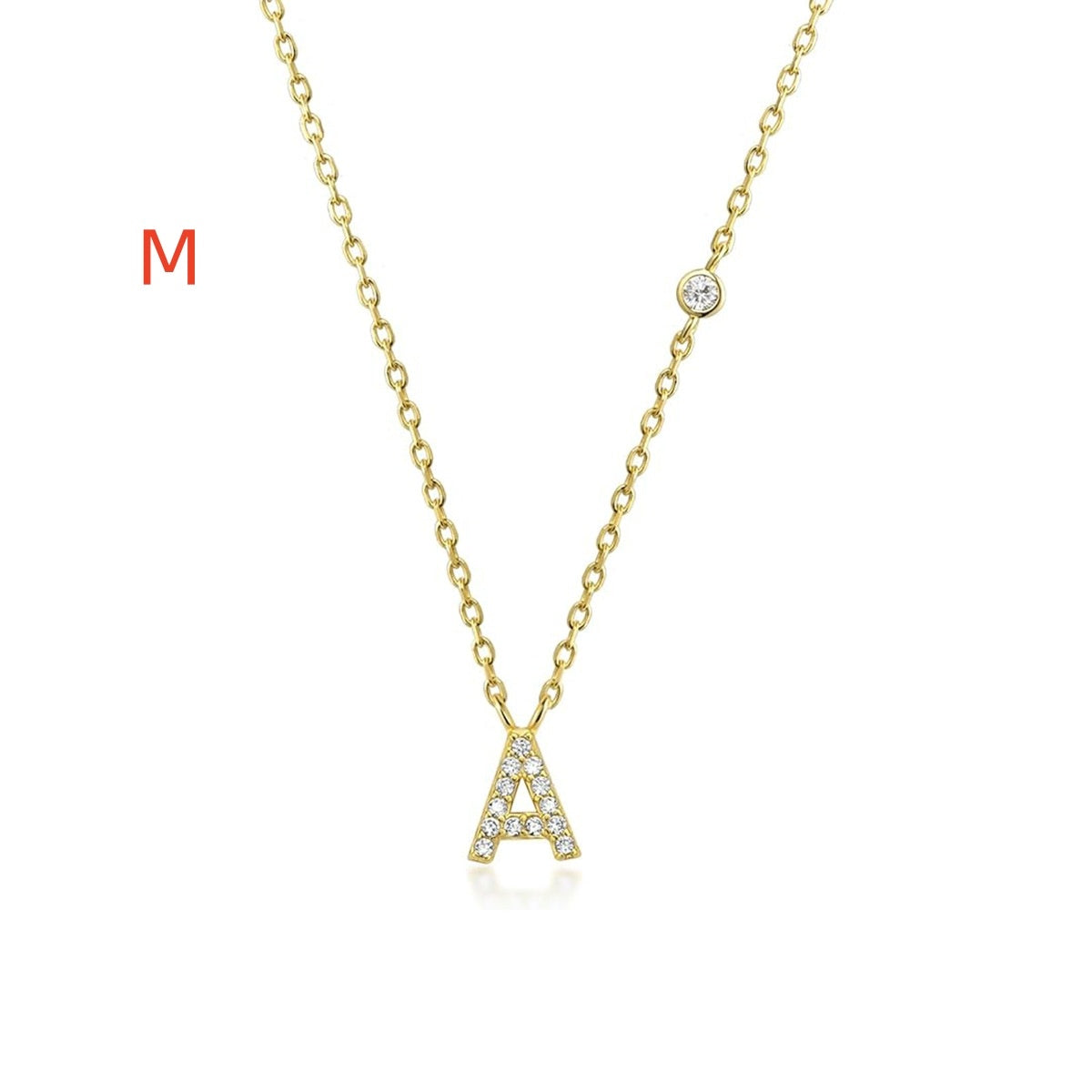 A-Z 26 Letters Luxury Gold/Silver Color Necklace CZ Pendant