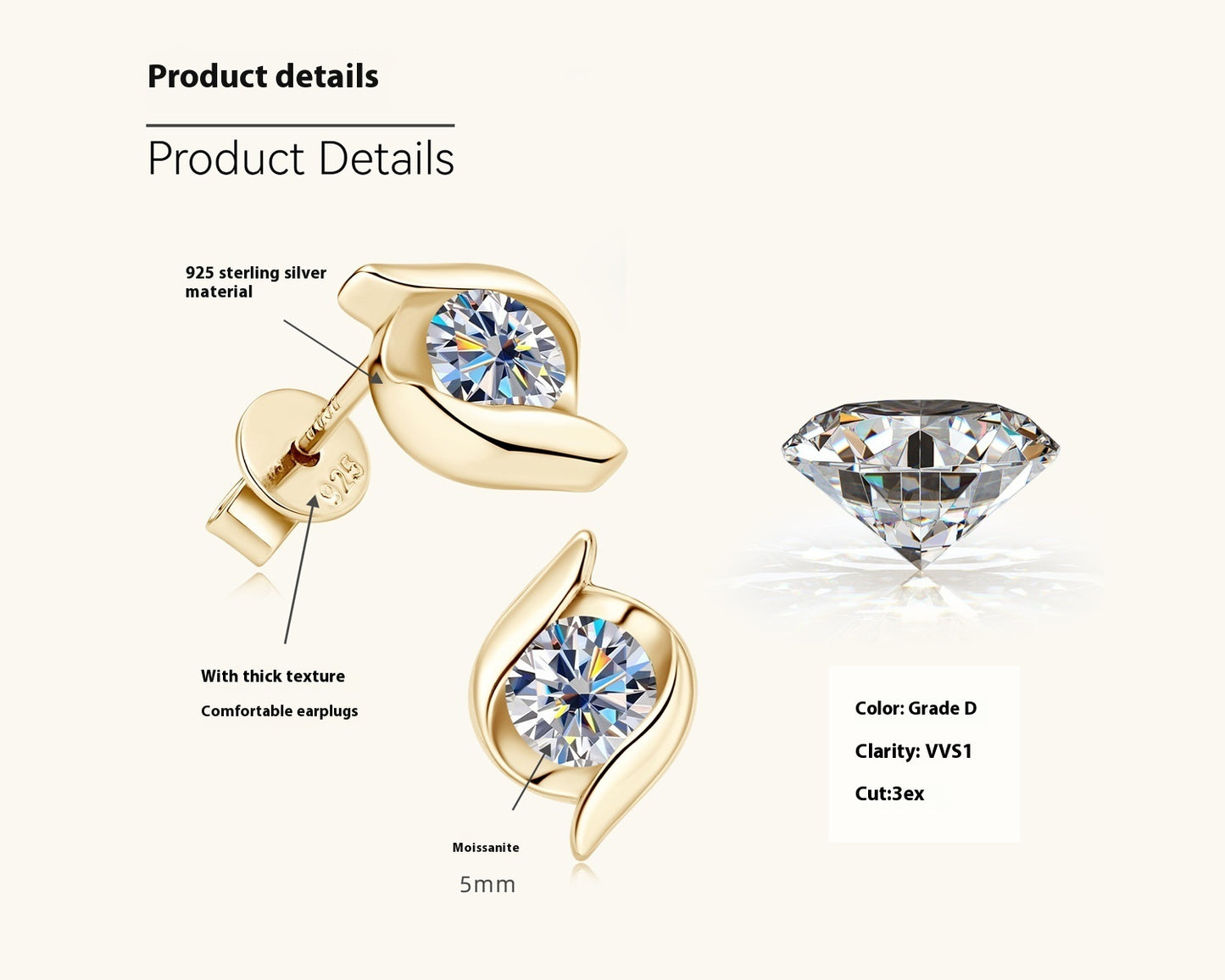 Luxe Sparkle: Affordable High-Grade Moissanite Stud Earrings