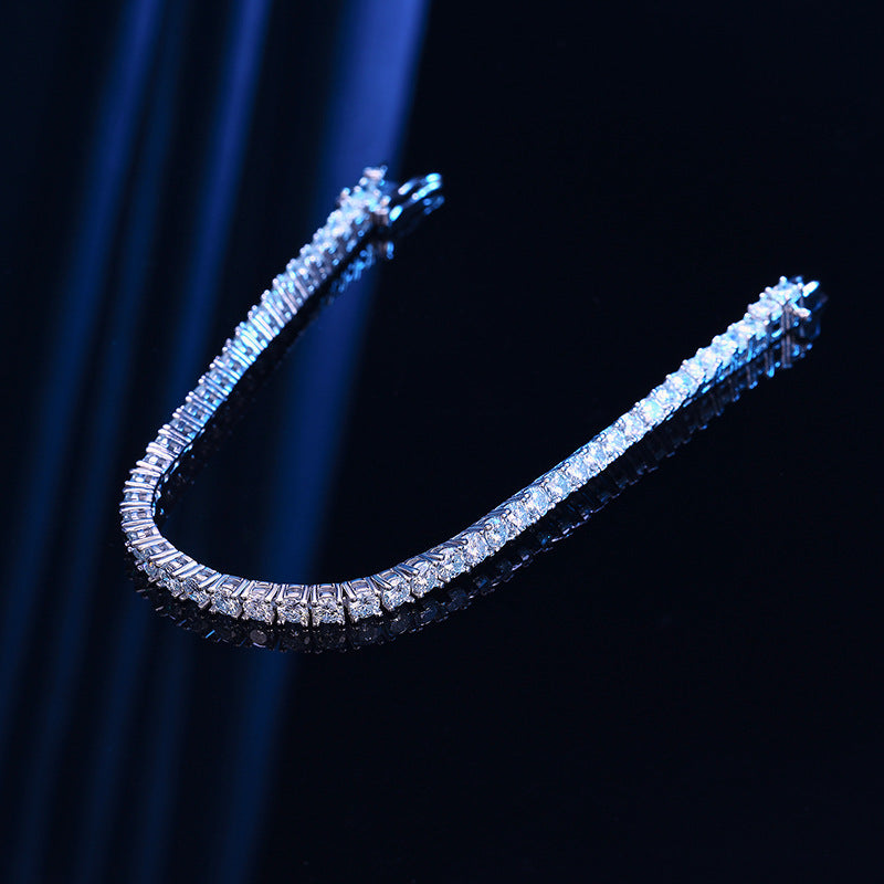 Radiant Brilliance: S925 Sterling Silver Moissanite Tennis Bracelet with 10 Points Sparkle