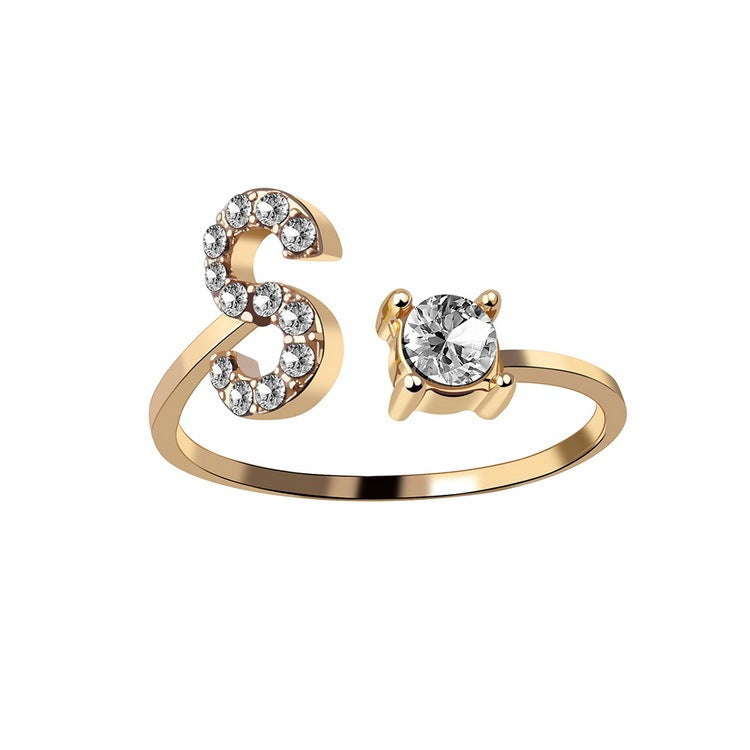 26 Initial Letter Ring: Adjustable New Design for Women's Simple and Elegant Fashion Jewelry