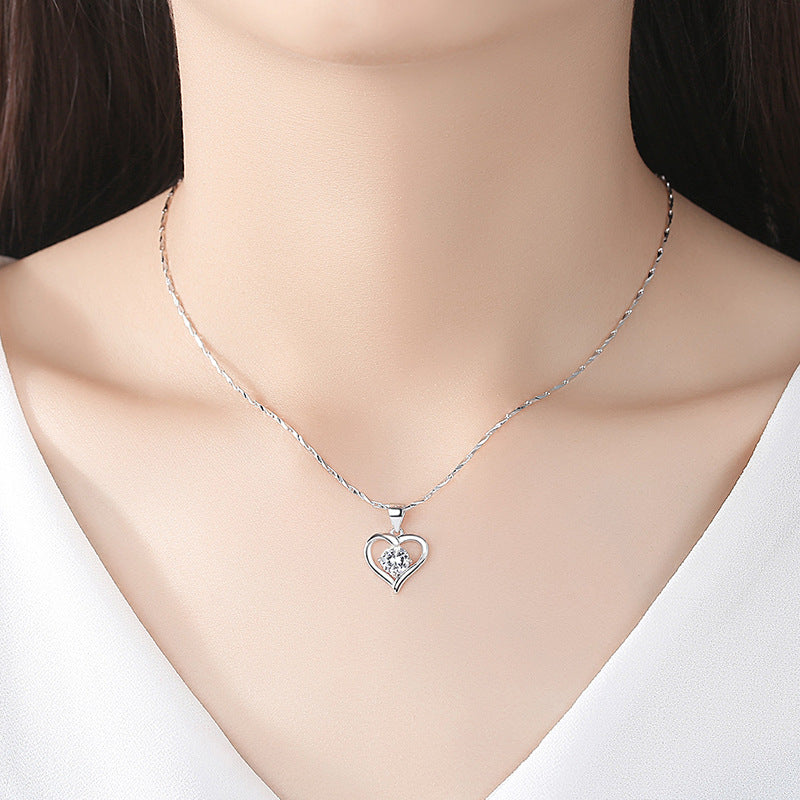 Endless Affection: S999 Sterling Silver Heart-Shaped Pendant Necklace