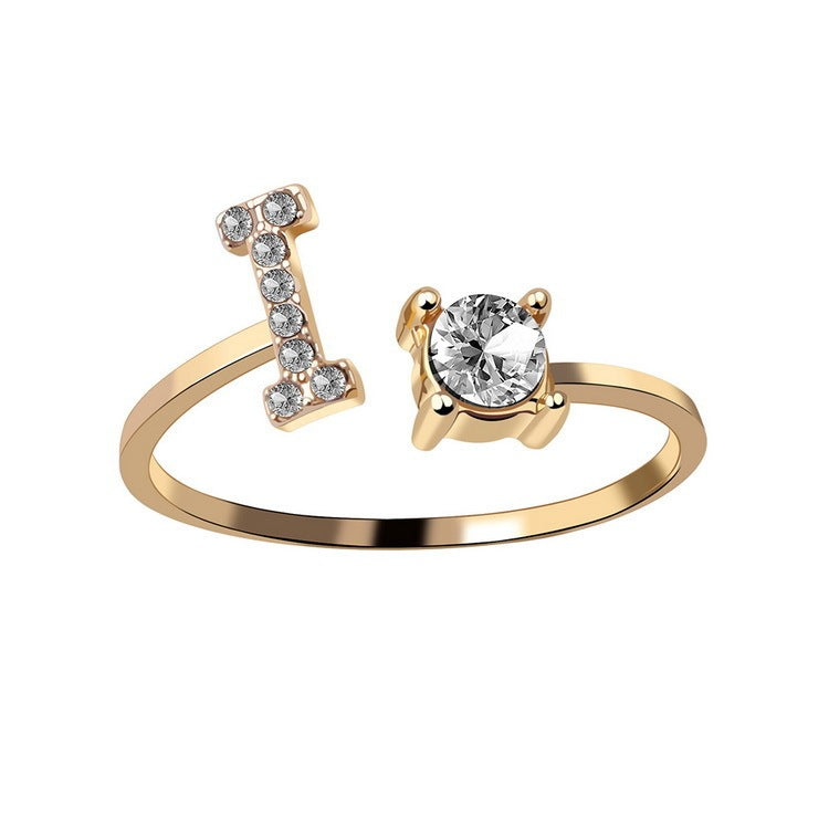 26 Initial Letter Ring: Adjustable New Design for Women's Simple and Elegant Fashion Jewelry