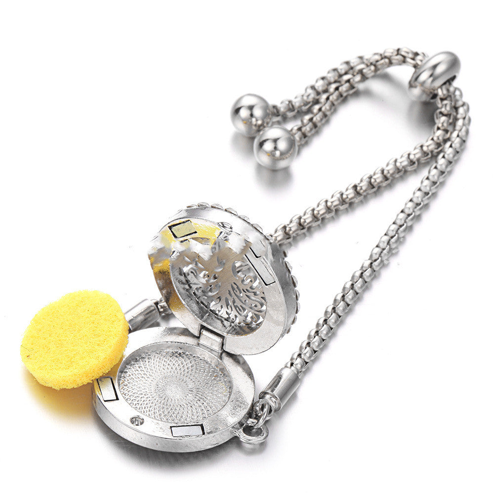 Aura Craft: Hollow Stainless Steel Adjustable Aromatherapy Bracelet