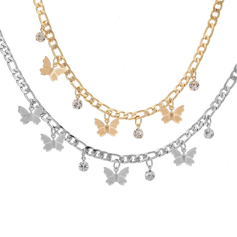 Fluttering Beauty: Metal Butterfly Clavicle Necklace