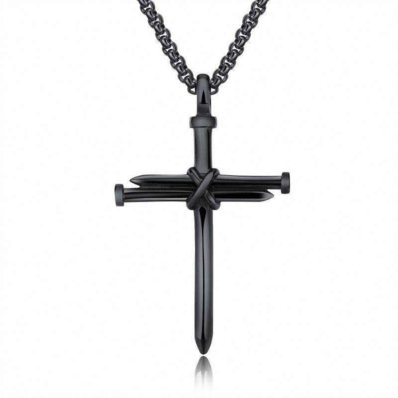 Iron Faith: Stainless Steel Nail Cross Pendant Necklace