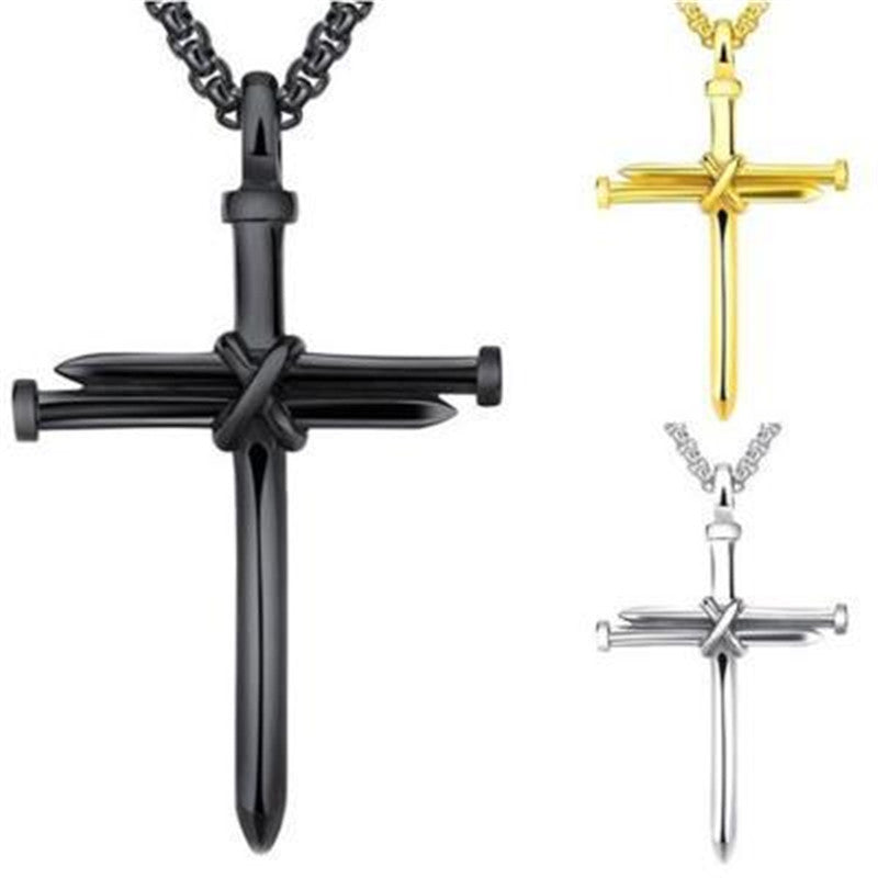 Iron Faith: Stainless Steel Nail Cross Pendant Necklace