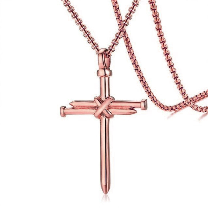 Iron Faith: Stainless Steel Nail Cross Pendant Necklace