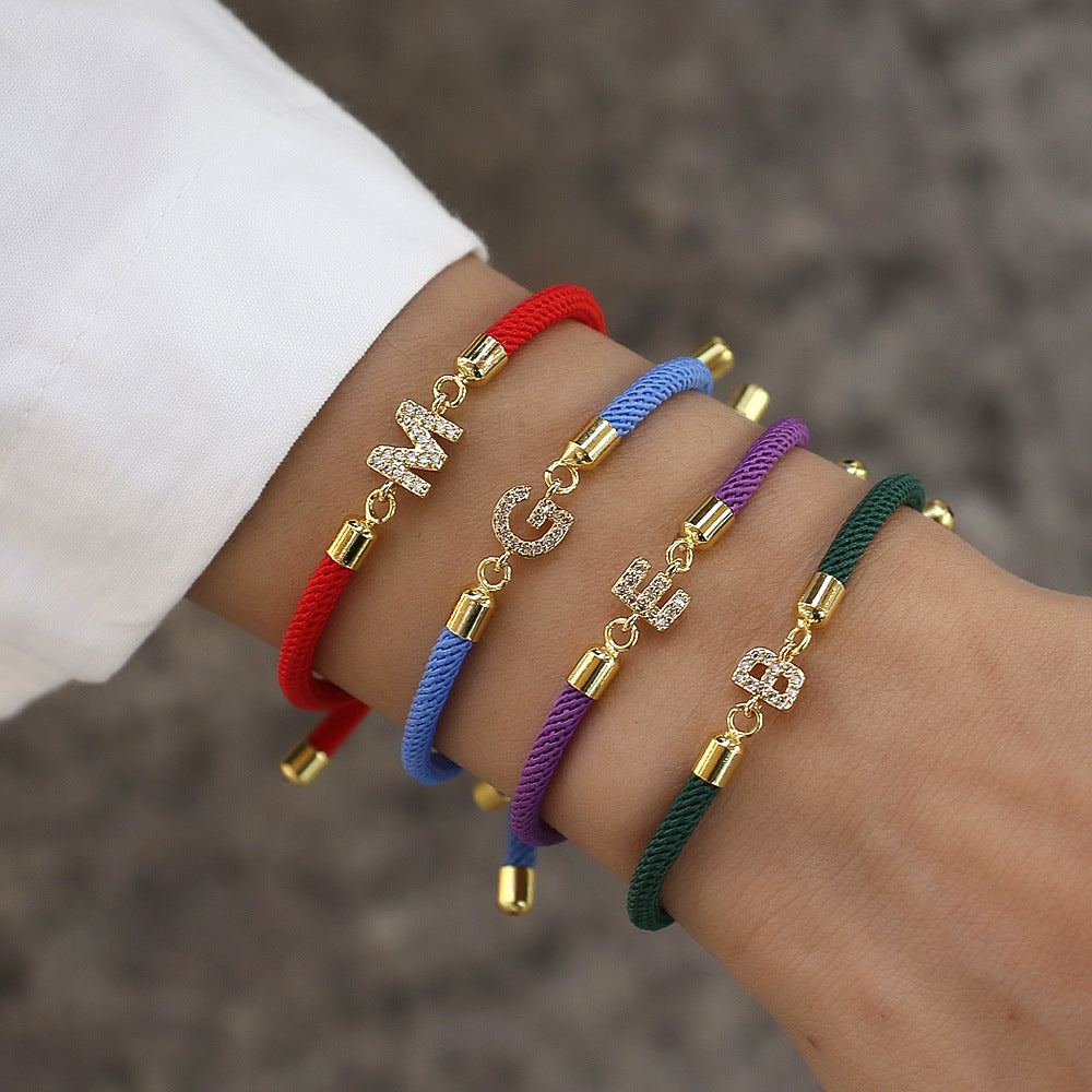 Letter Luxe: Adjustable Copper Strap with Micro-Inlaid Zircon Letters