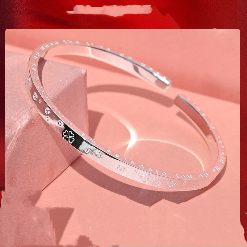 Radiant Grace: Sterling Silver Hand Ornament Opening Bracelet for Women