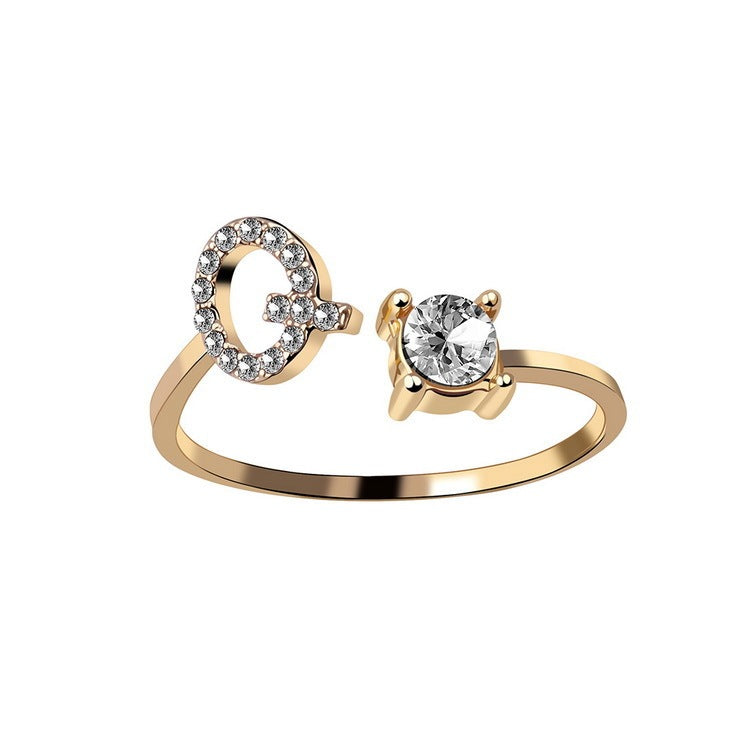 26 Initial Letter Ring: Adjustable New Design for Women's Simple and Elegant Fashion Jewelry