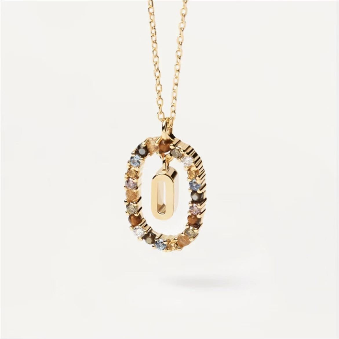 Radiant Alphabet: Colored Rhinestone Necklace - 18K Fashion Jewelry