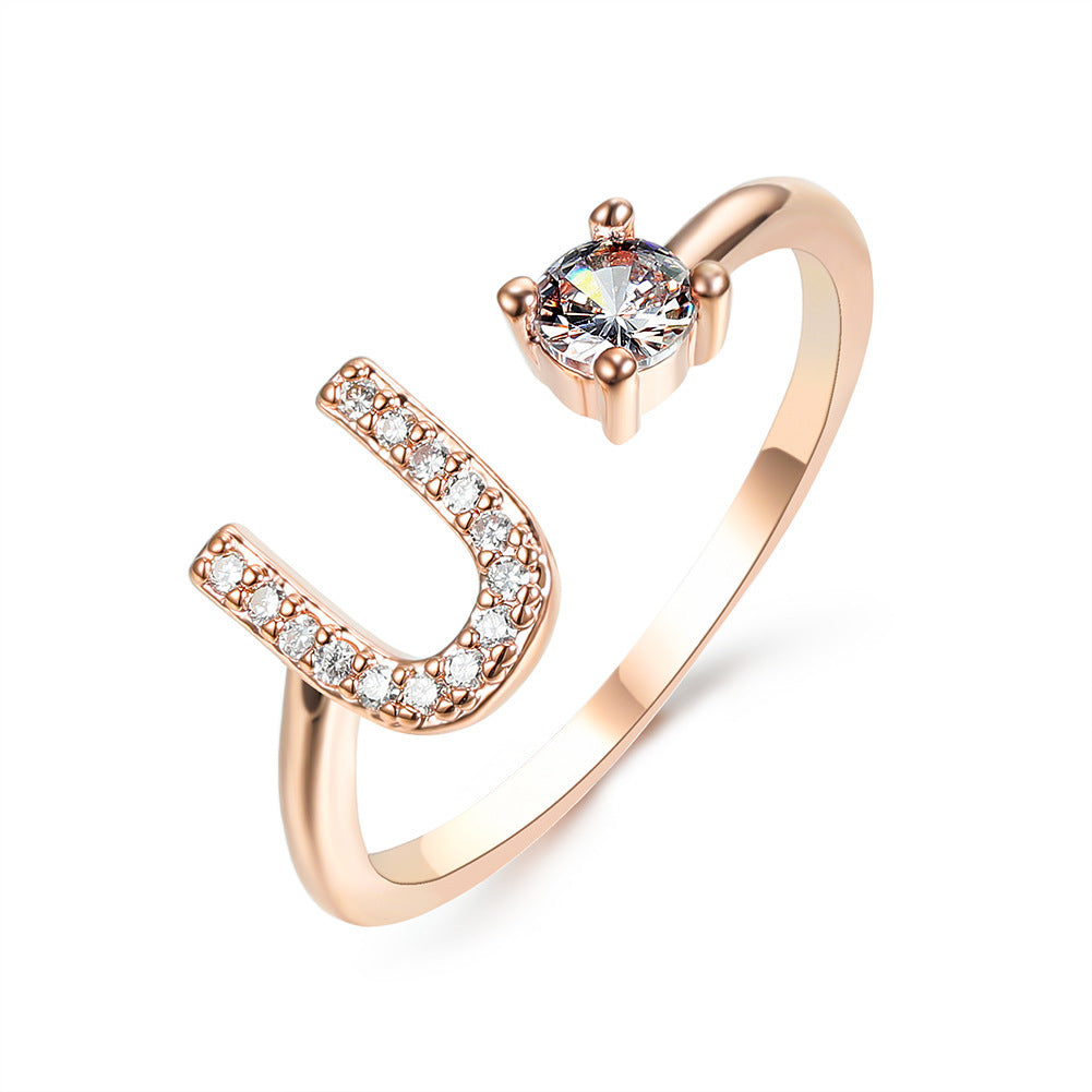 26 Initial Letter Ring: Adjustable New Design for Women's Simple and Elegant Fashion Jewelry