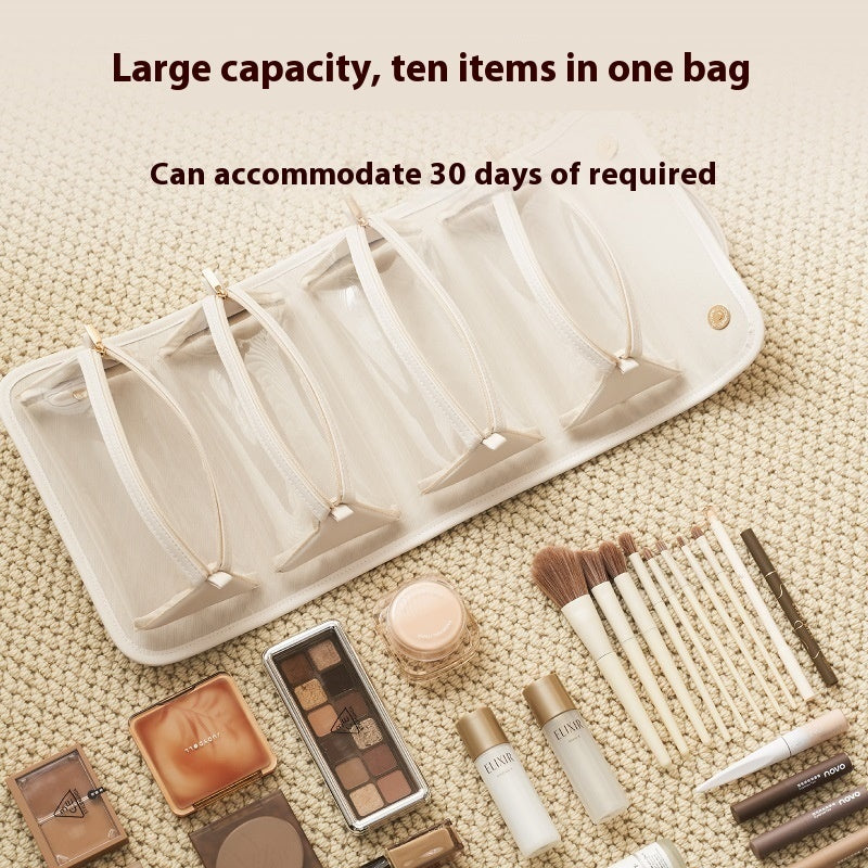 Flexi Glam: Foldable Cosmetic Bag with Removable Compartments & Ample Space