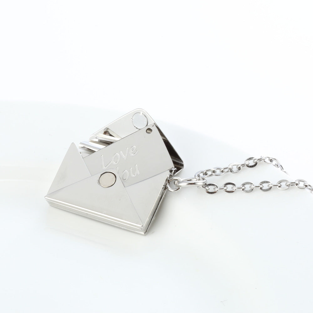 Secret Sentiments: Peach Heart Envelope Necklace - A Thoughtful Jewelry Gift for Couples