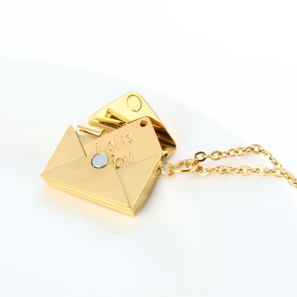 Secret Sentiments: Peach Heart Envelope Necklace - A Thoughtful Jewelry Gift for Couples