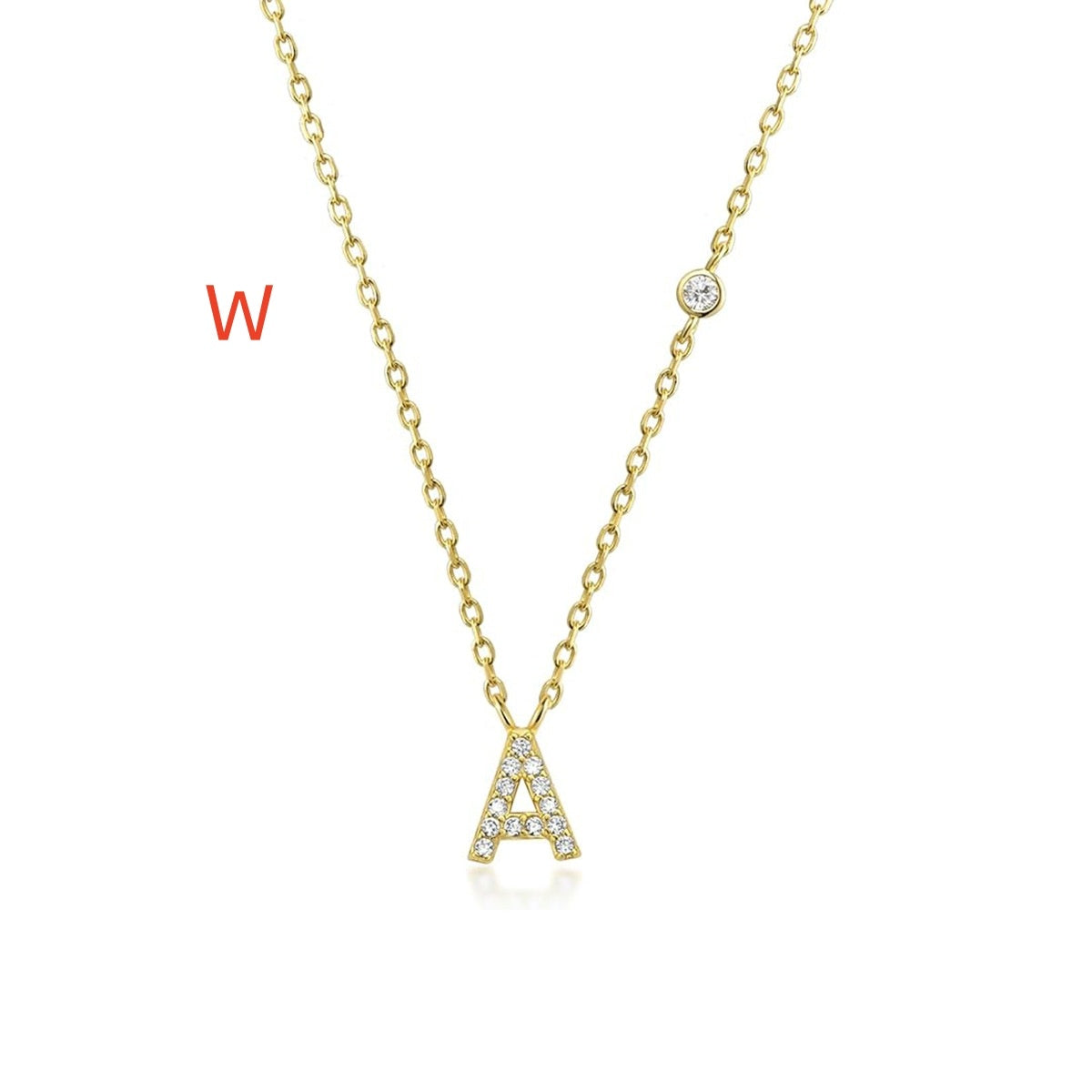 A-Z 26 Letters Luxury Gold/Silver Color Necklace CZ Pendant