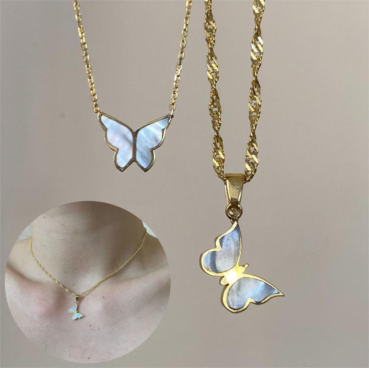 Gilded Flutter: Electroplated 18K Gold Butterfly Necklace for Women's Clavicle Chain