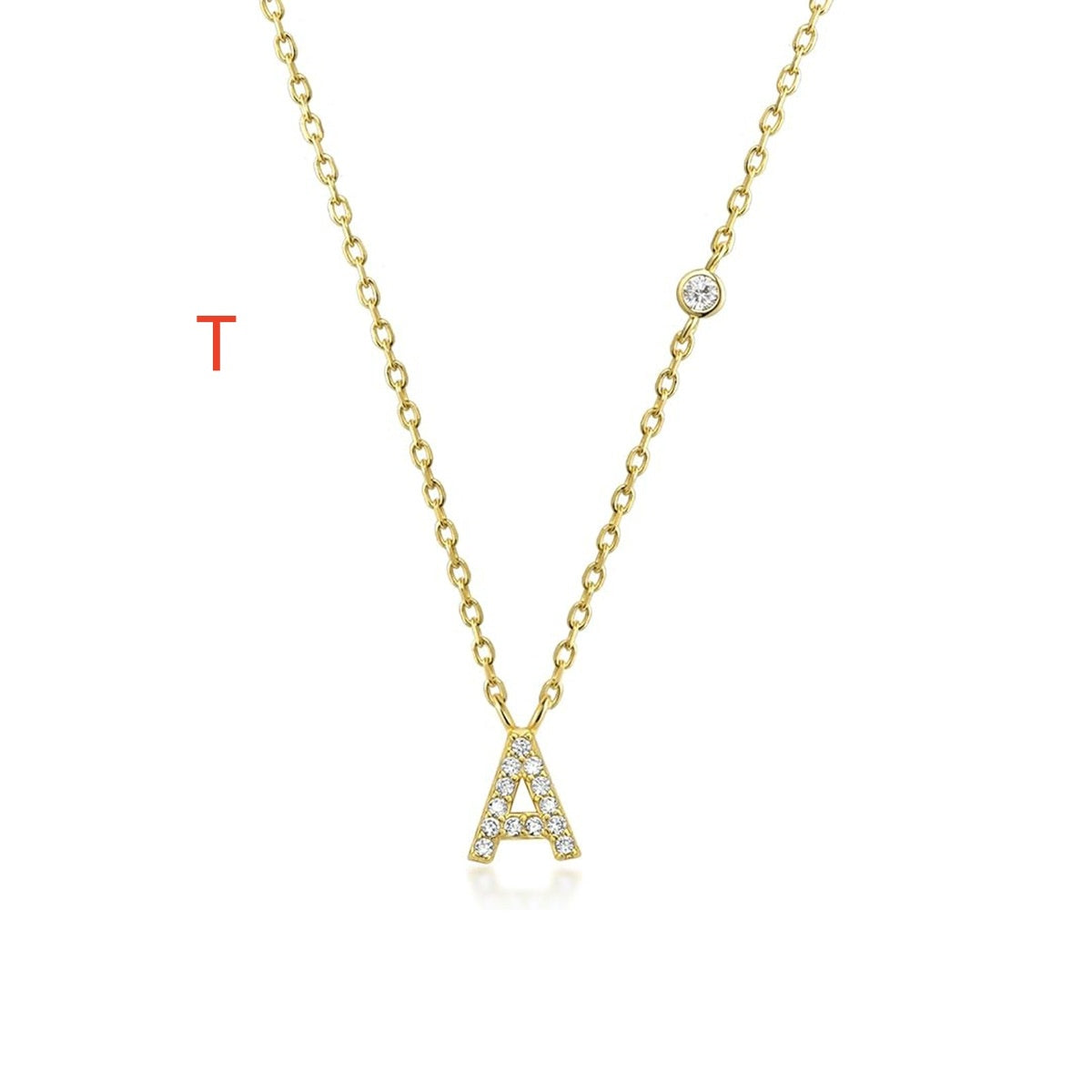 A-Z 26 Letters Luxury Gold/Silver Color Necklace CZ Pendant