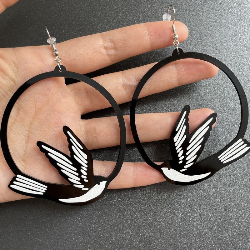 Whimsical Creatures: Acrylic Dangle Earrings in Asymmetric Black