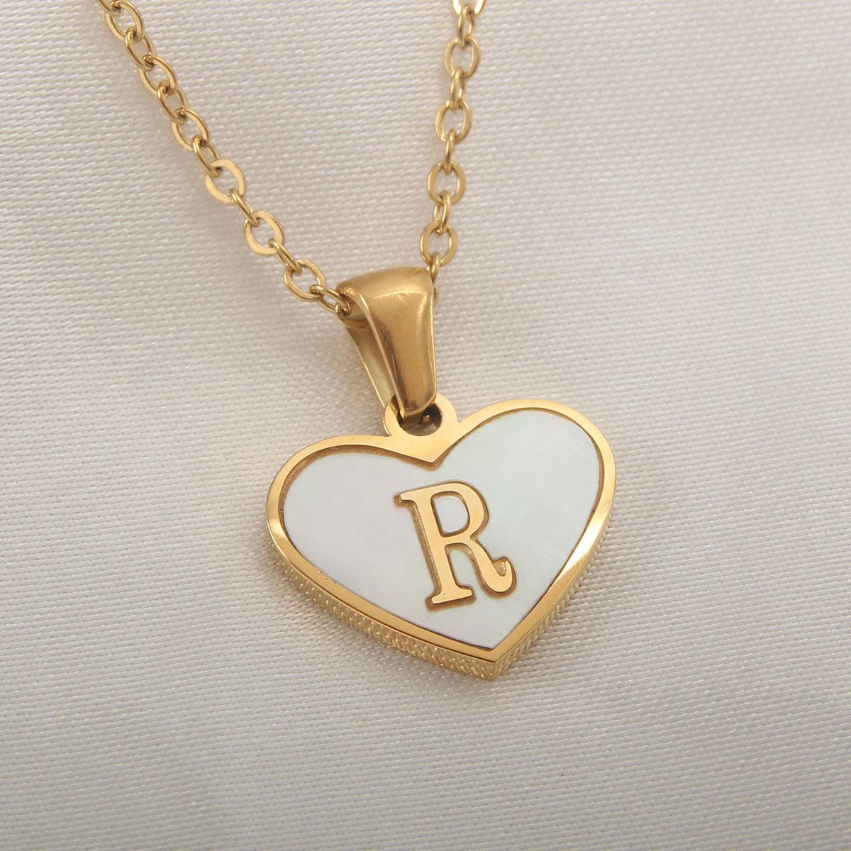 Heartfelt Elegance: 26-Letter White Shell Heart Necklace