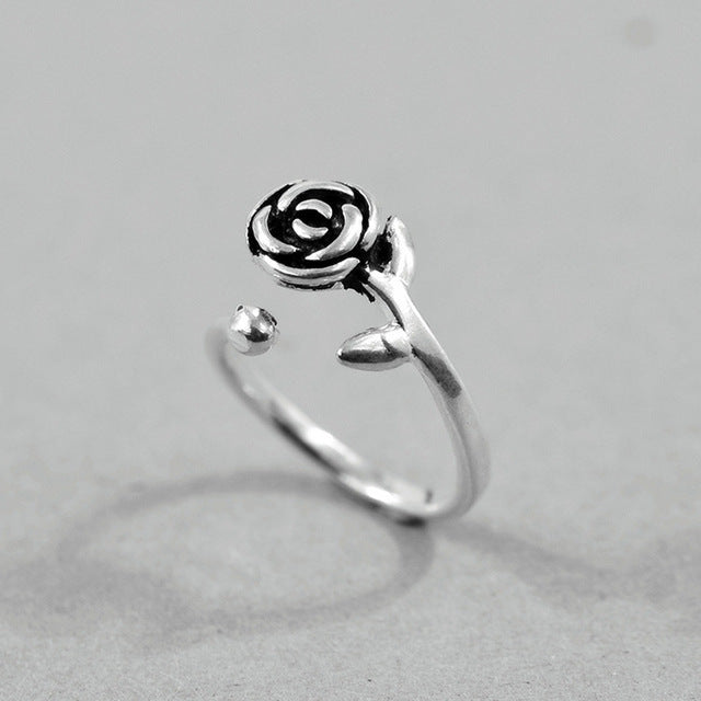 S925 Sterling Silver Vintage Rose Ring