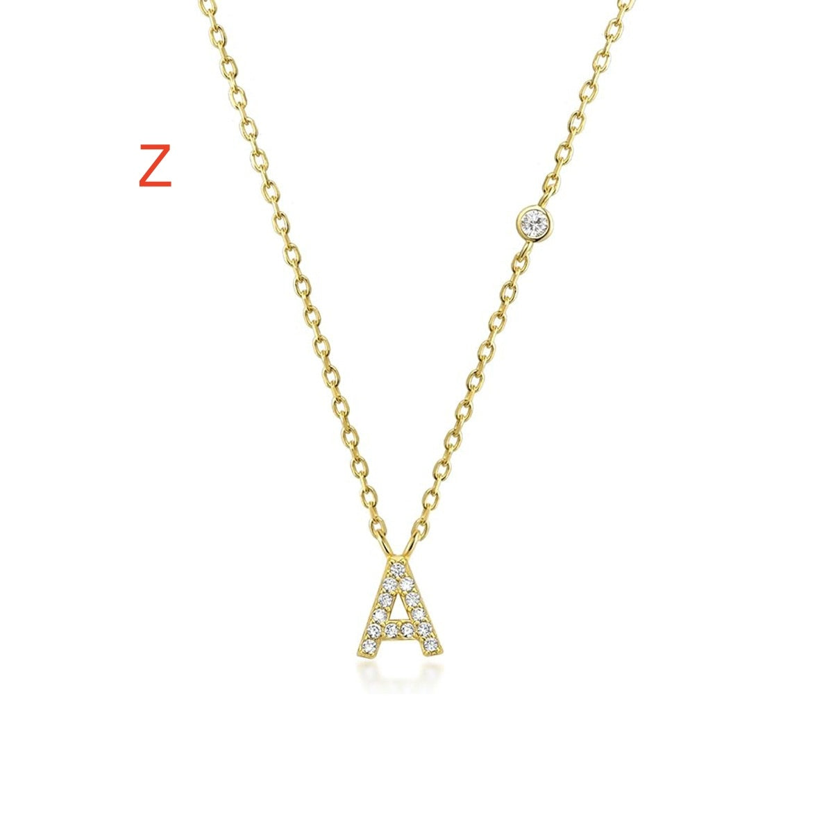 A-Z 26 Letters Luxury Gold/Silver Color Necklace CZ Pendant