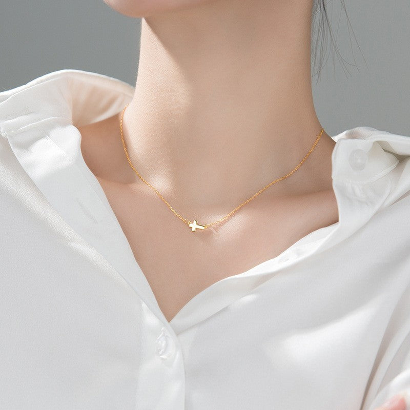 Minimalist Chic: Cross Clavicle Necklace