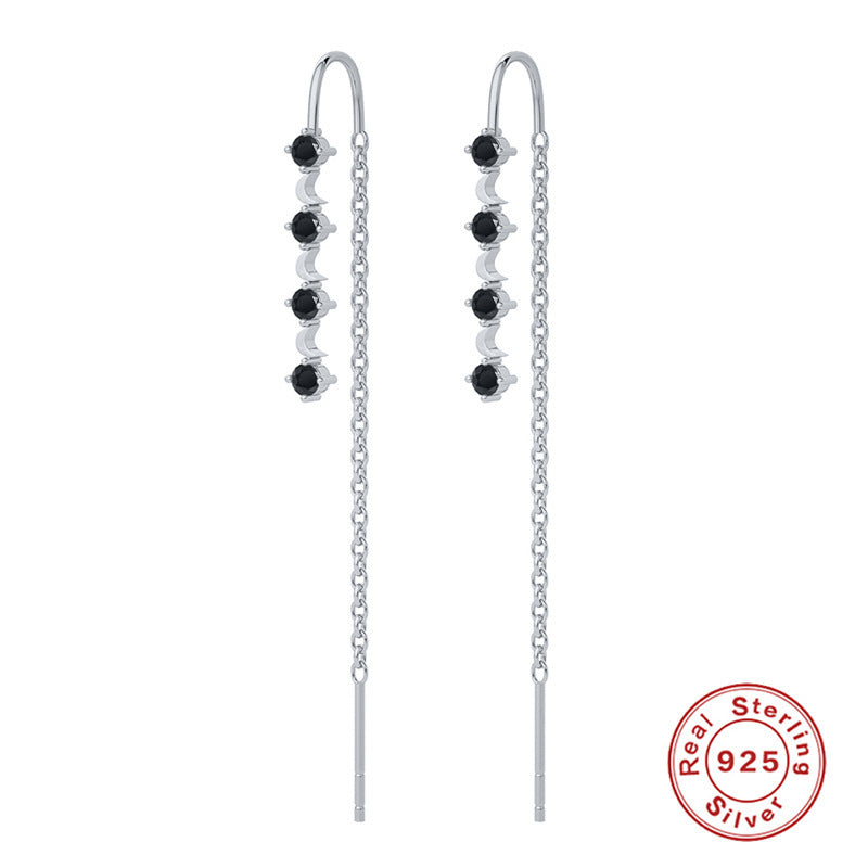 Radiant Elegance: 925 Sterling Silver Tassel Ear Wires with Diamonds