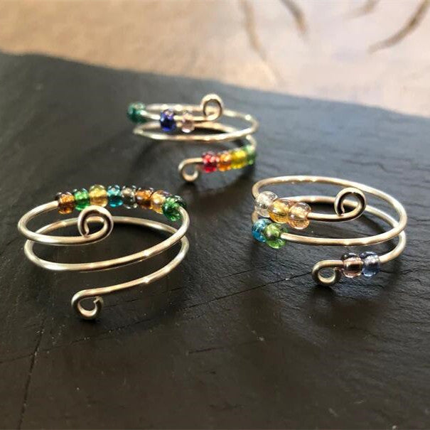 Colorful Beads Anti-Stress Fidget Ring: Free-Spinning Solution for Anxiety