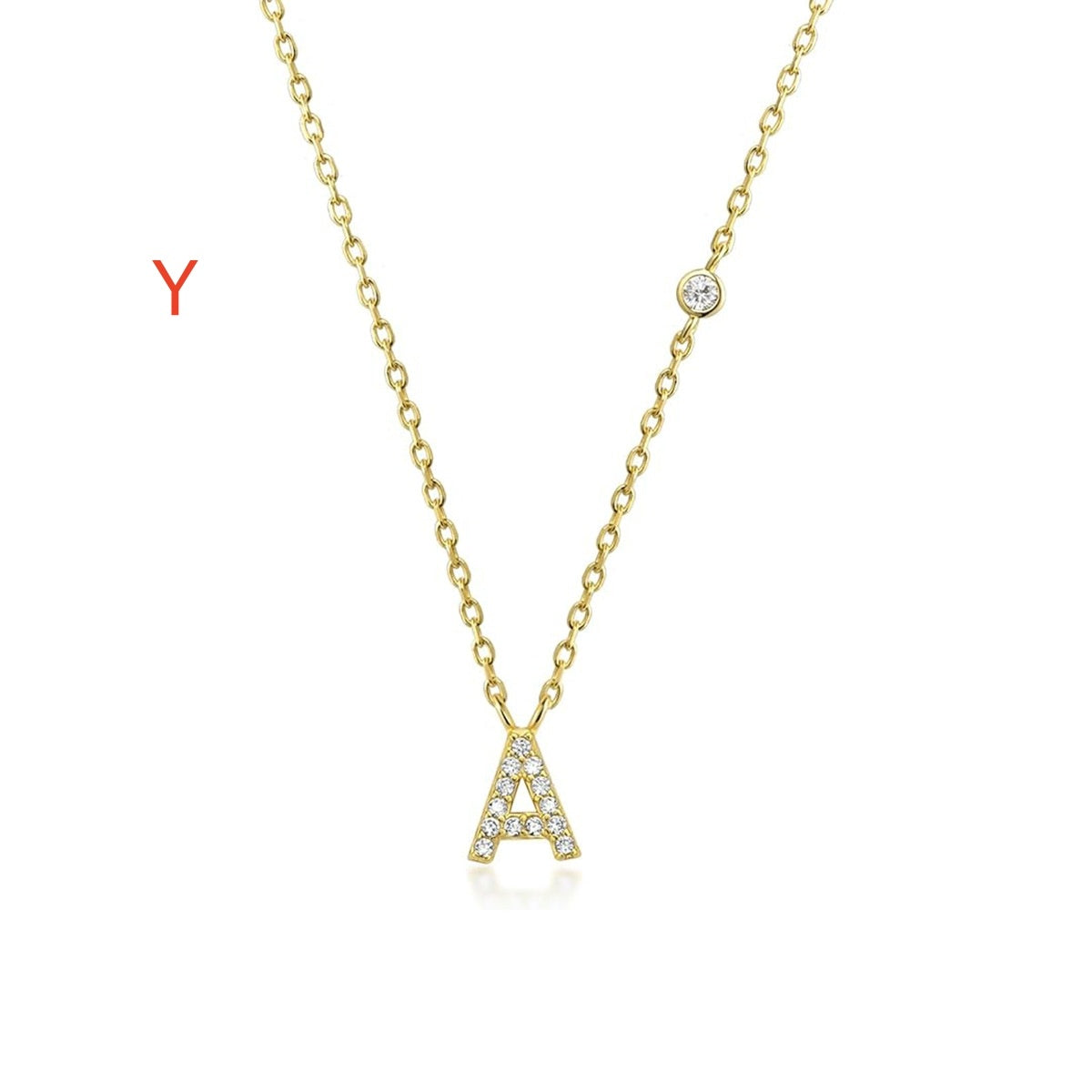 A-Z 26 Letters Luxury Gold/Silver Color Necklace CZ Pendant