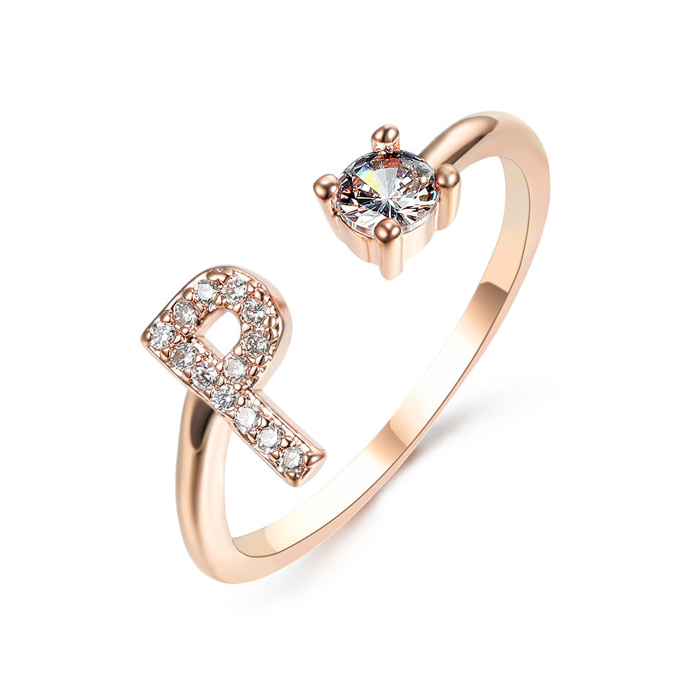 26 Initial Letter Ring: Adjustable New Design for Women's Simple and Elegant Fashion Jewelry