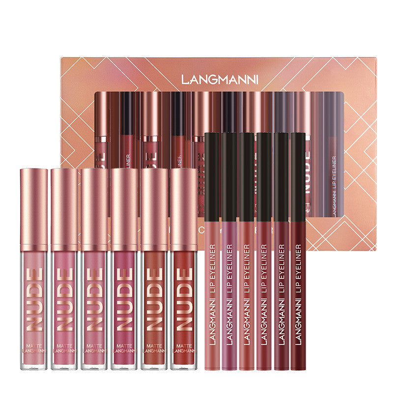Matte Magic: 12-Piece Lip Liner and Lipstick Makeup Set for Lasting Beauty