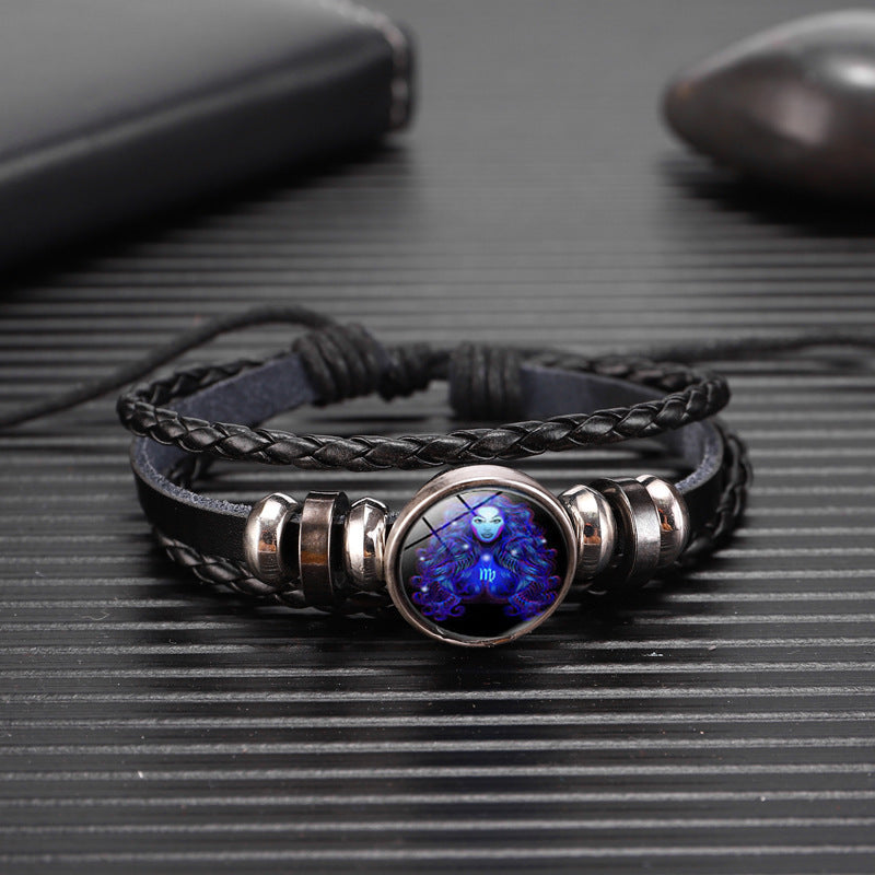 Celestial Weave: Zodiac Constellation Braided Bracelet for Men, Women, and Kids