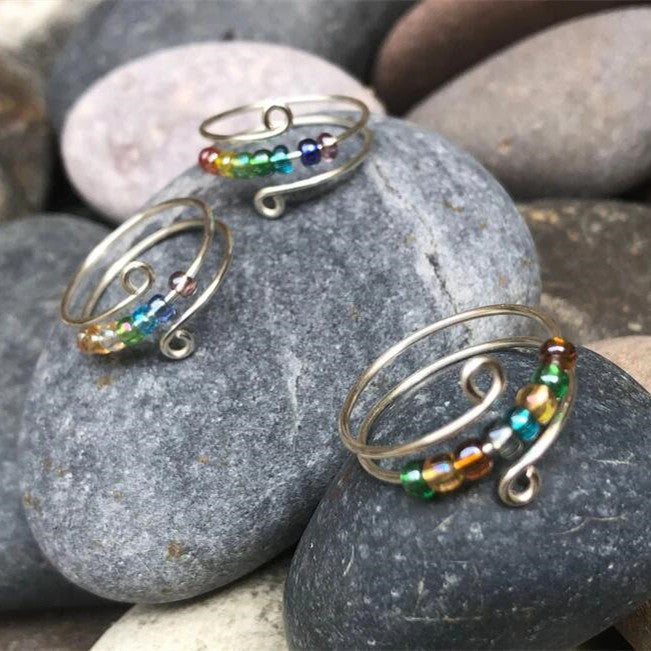 Colorful Beads Anti-Stress Fidget Ring: Free-Spinning Solution for Anxiety