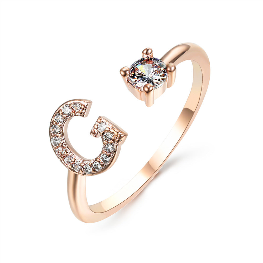 26 Initial Letter Ring: Adjustable New Design for Women's Simple and Elegant Fashion Jewelry