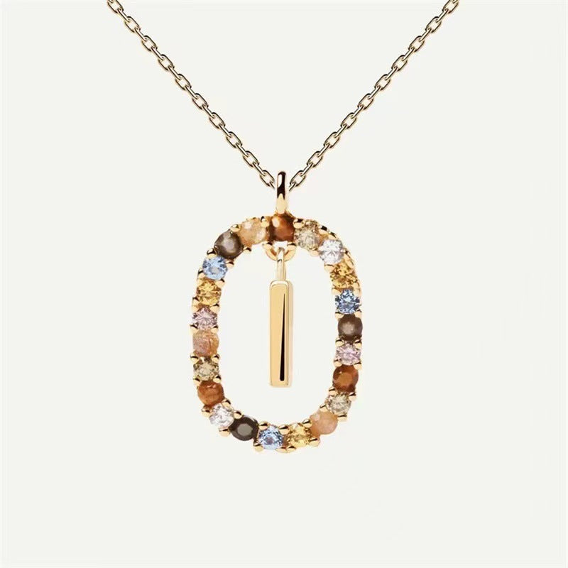 Radiant Alphabet: Colored Rhinestone Necklace - 18K Fashion Jewelry