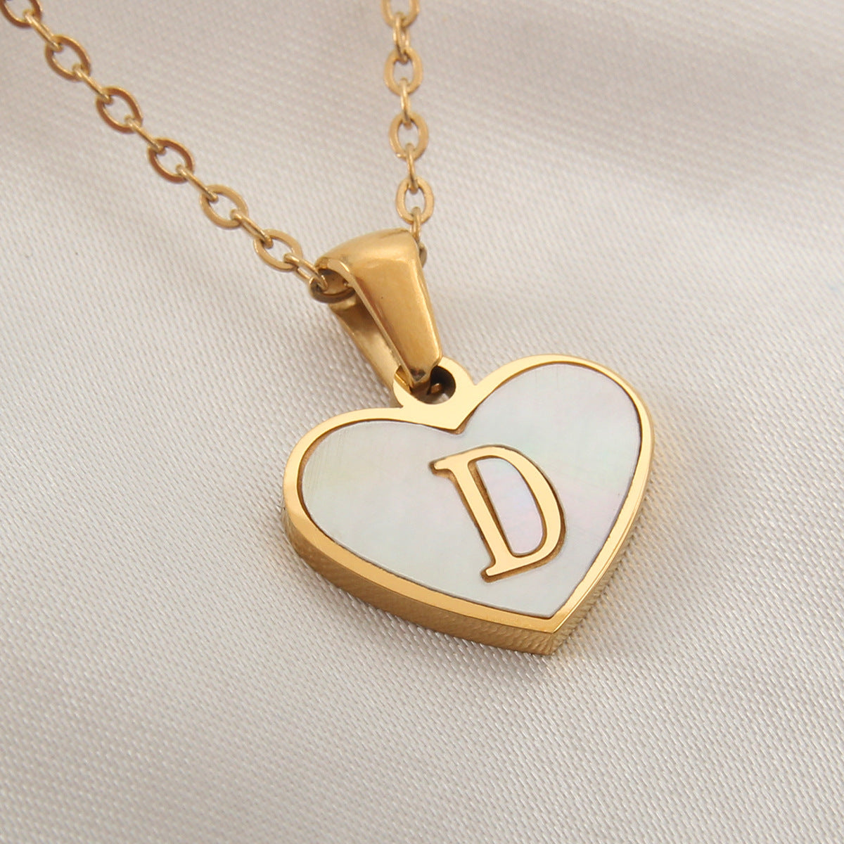 Heartfelt Elegance: 26-Letter White Shell Heart Necklace