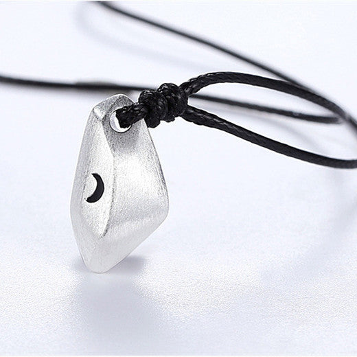 Sun & Moon Embrace: Wishing Stone Couple Necklace - Hipster Brushed Magnet Pendant