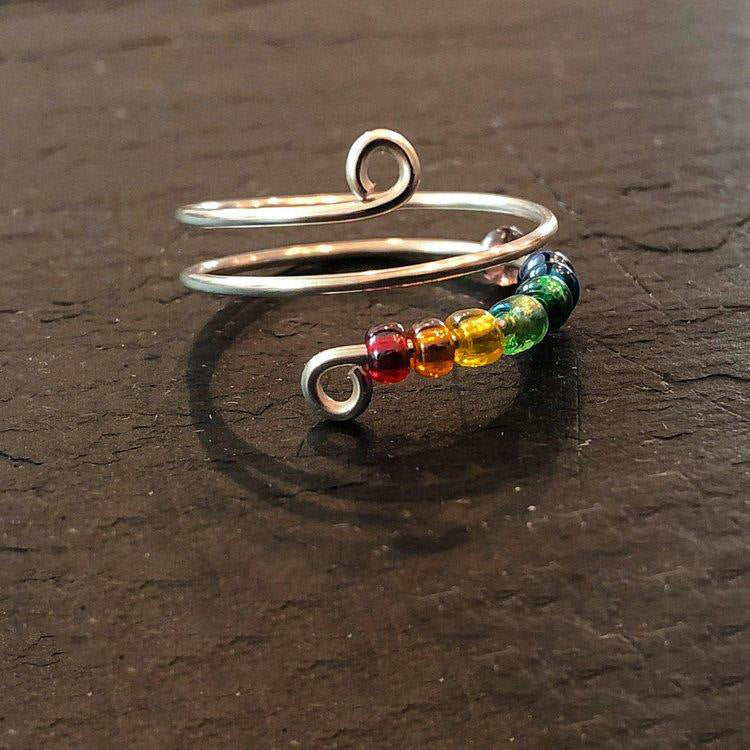 Colorful Beads Anti-Stress Fidget Ring: Free-Spinning Solution for Anxiety
