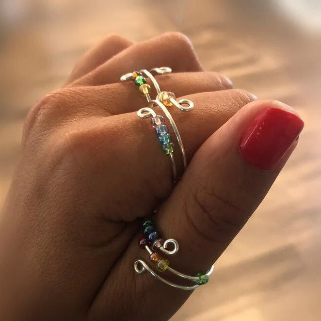 Colorful Beads Anti-Stress Fidget Ring: Free-Spinning Solution for Anxiety