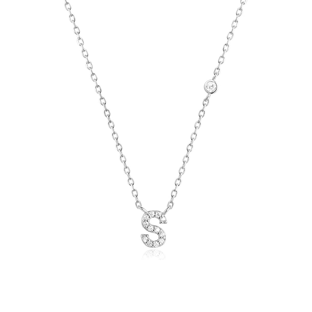 A-Z 26 Letters Luxury Gold/Silver Color Necklace CZ Pendant