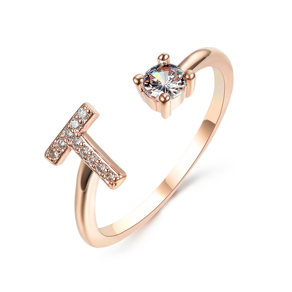 26 Initial Letter Ring: Adjustable New Design for Women's Simple and Elegant Fashion Jewelry