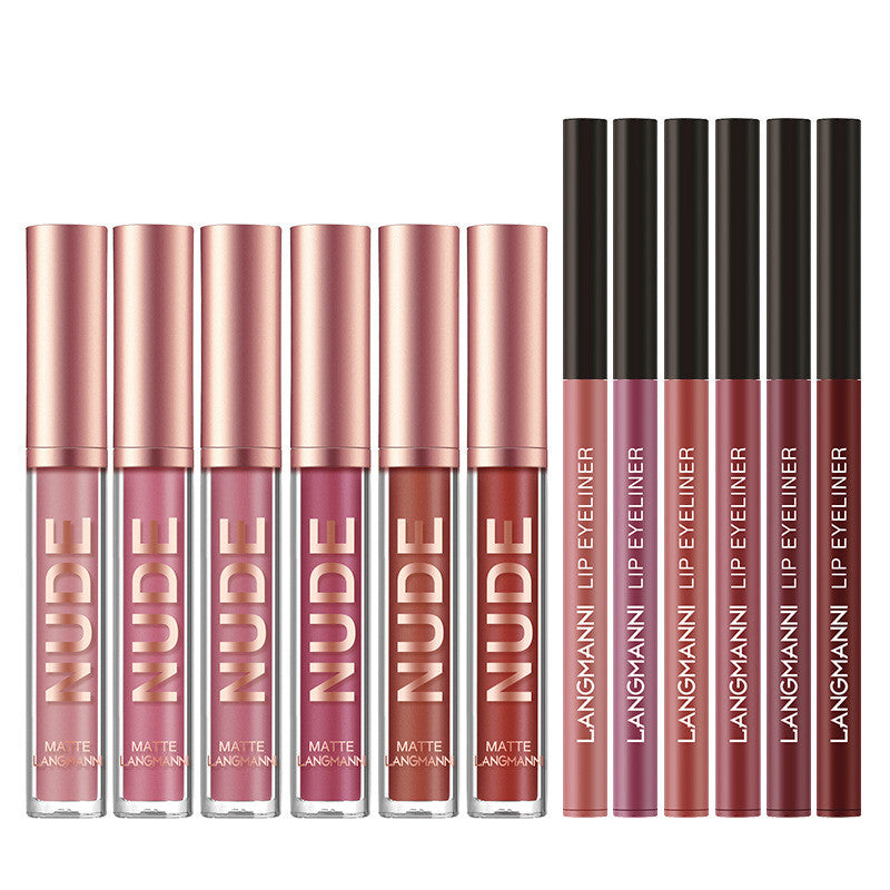 Matte Magic: 12-Piece Lip Liner and Lipstick Makeup Set for Lasting Beauty