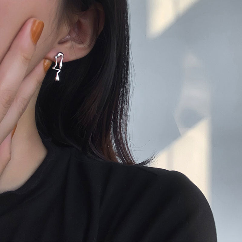 Uniquely Yours: Asymmetric Lava Light Luxury Earrings