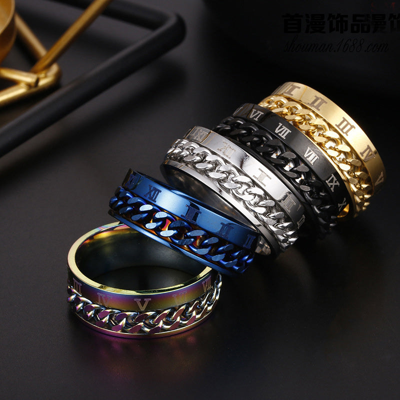 Roman Numeral Rings: Titanium Steel Rings for Men
