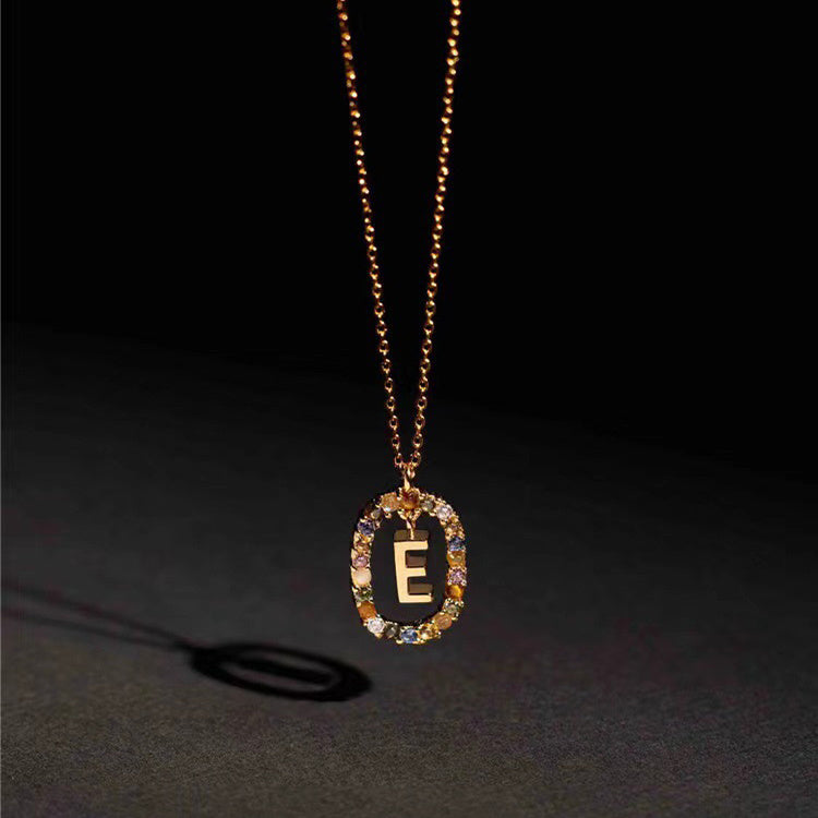 Radiant Alphabet: Colored Rhinestone Necklace - 18K Fashion Jewelry